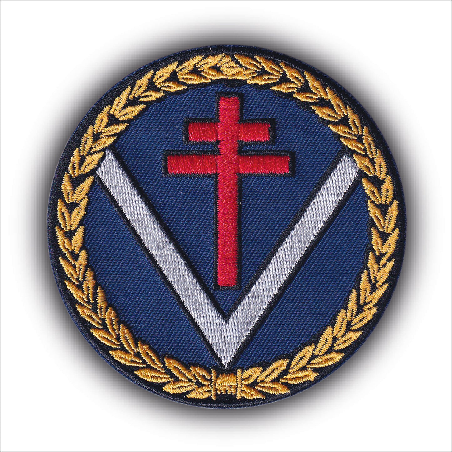 MAXIMUMPATCHES - Ecusson Patch Brodé Thermocollant - Diamètre: 8 cm - Croix Lorraine France Guerre Résistance Militaire Militaria