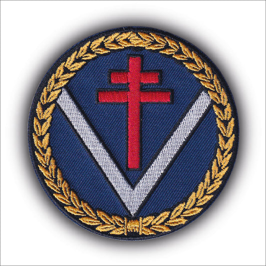 MAXIMUMPATCHES - Ecusson Patch Brodé Thermocollant - Diamètre: 8 cm - Croix Lorraine France Guerre Résistance Militaire Militaria