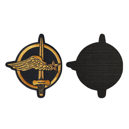 MAXIMUMPATCHES - Dim: 9 cm x 8 cm - Ecusson Patch Brodé Avec Scratch Cousu Au Dos + Carré Scratch A Coudre, Face Opposé 10 cm x 10 cm Offert/Commando Air Insigne