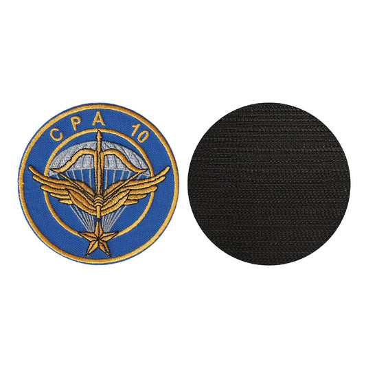 MAXIMUMPATCHES - Diametre 8 cm - Ecusson Patch Brodé Avec Scratch Cousu Au Dos + Carré Scratch A Coudre, Face Opposé 10 cm x 10 cm Offert/Commando Cpa 10 Force Spéciale Militaire