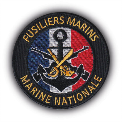 MAXIMUMPATCHES - Ecusson Patch Brodé Thermocollant - Diamètre: 8 cm - fusiliers marine nationale armée militaire air mer terre commandos