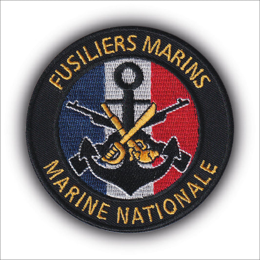 MAXIMUMPATCHES - Ecusson Patch Brodé Thermocollant - Diamètre: 8 cm - fusiliers marine nationale armée militaire air mer terre commandos