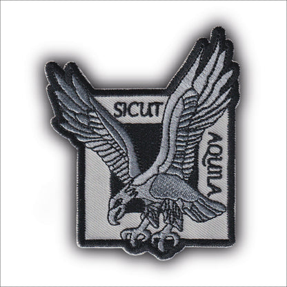 MAXIMUMPATCHES - Ecusson Patch Brodé Thermocollant - Dim: 9 cm x 7,5 cm - sicut aquila parachutiste armée militaire air mer terre commandos