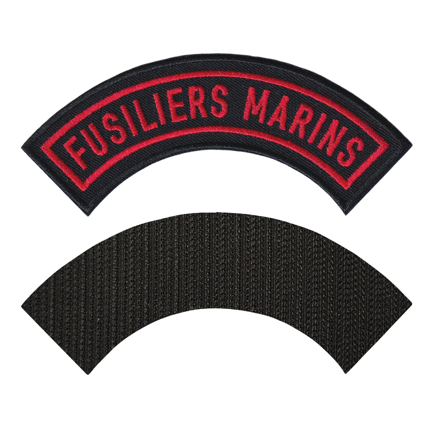 MAXIMUMPATCHES - Dim: 12 cm x 5 cm - Ecusson Patch Brodé Avec Scratch Cousu Au Dos + Carré Scratch A Coudre, Face Opposé 10 cm x 10 cm Offert/Fusiliers Marins Marine France