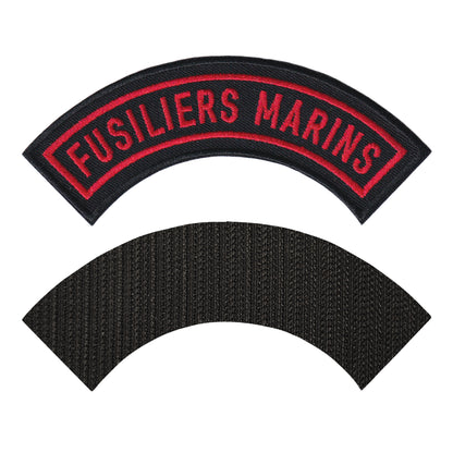 MAXIMUMPATCHES - Dim: 12 cm x 5 cm - Ecusson Patch Brodé Avec Scratch Cousu Au Dos + Carré Scratch A Coudre, Face Opposé 10 cm x 10 cm Offert/Fusiliers Marins Marine France