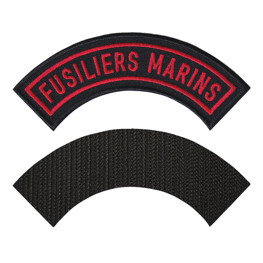 MAXIMUMPATCHES - Dim: 12 cm x 5 cm - Ecusson Patch Brodé Avec Scratch Cousu Au Dos + Carré Scratch A Coudre, Face Opposé 10 cm x 10 cm Offert/Fusiliers Marins Marine France