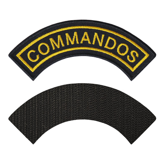 MAXIMUMPATCHES - Dim: 12 cm x 5 cm - Ecusson Patch Brodé Avec Scratch Cousu Au Dos + Carré Scratch A Coudre, Face Opposé 10 cm x 10 cm Offert/Commandos Militaire Air Terre Mer