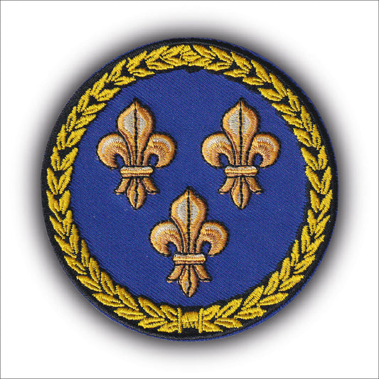 MAXIMUMPATCHES - Ecusson Patch Brodé Thermocollant - Diamètre: 8 cm - Couronne Blason Royaume De France Armée Militaire Médiéval Ile De