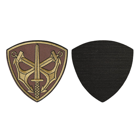 MAXIMUMPATCHES - Dim: 9 cm x 9 cm - Ecusson Patch Brodé Avec Scratch Cousu Au Dos + Carré Scratch A Coudre, Face Opposé 10 cm x 10 cm Offert/Commando Marine Appui Opérationnel