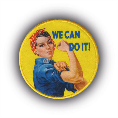 MAXIMUMPATCHES - Ecusson patch imprimé Et brodé a coudre ou thermocoller - Diamètre 8 cm - We can do it, rosie the riveter riveteuse