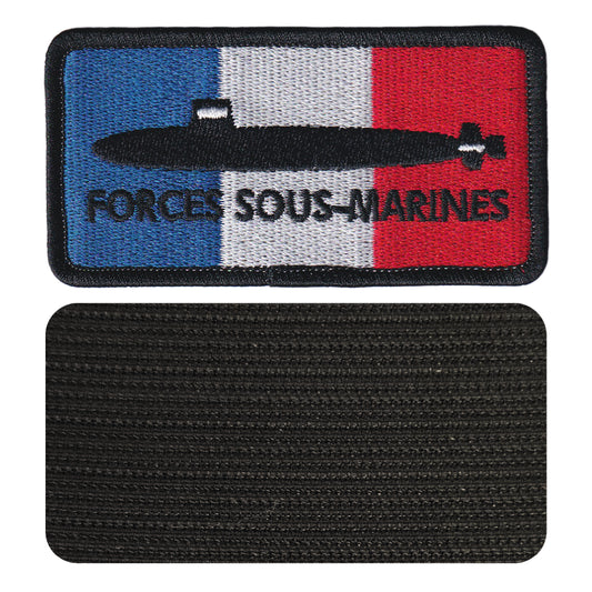 MAXIMUMPATCHES - Dim: 9 cm x 4,7 cm - Ecusson Patch Brodé Avec Scratch Cousu Au Dos + Carré Scratch a Coudre, Face Opposé Offerte/Forces Sous-Marines Militaire Armée Mer