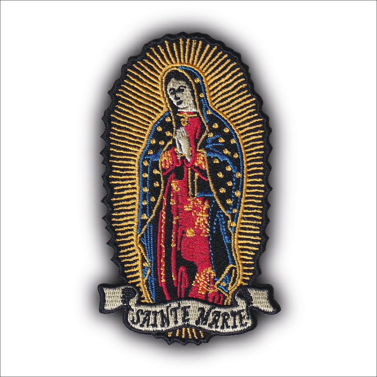 MAXIMUMPATCHES - Ecusson Patch Brodé Thermocollant - Dim: 10 cm x 5,7 cm - Sainte Marie Vierge Réligion Chrétienne Christ Jésus Catholique Bonne Mère Notre Dame France