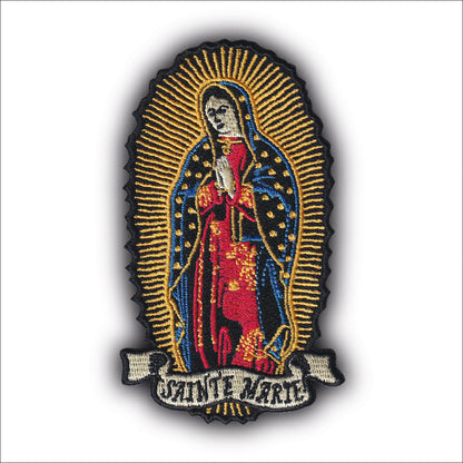 MAXIMUMPATCHES - Ecusson Patch Brodé Thermocollant - Dim: 10 cm x 5,7 cm - Sainte Marie Vierge Réligion Chrétienne Christ Jésus Catholique Bonne Mère Notre Dame France