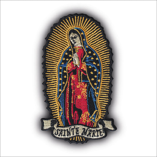 MAXIMUMPATCHES - Ecusson Patch Brodé Thermocollant - Dim: 10 cm x 5,7 cm - Sainte Marie Vierge Réligion Chrétienne Christ Jésus Catholique Bonne Mère Notre Dame France