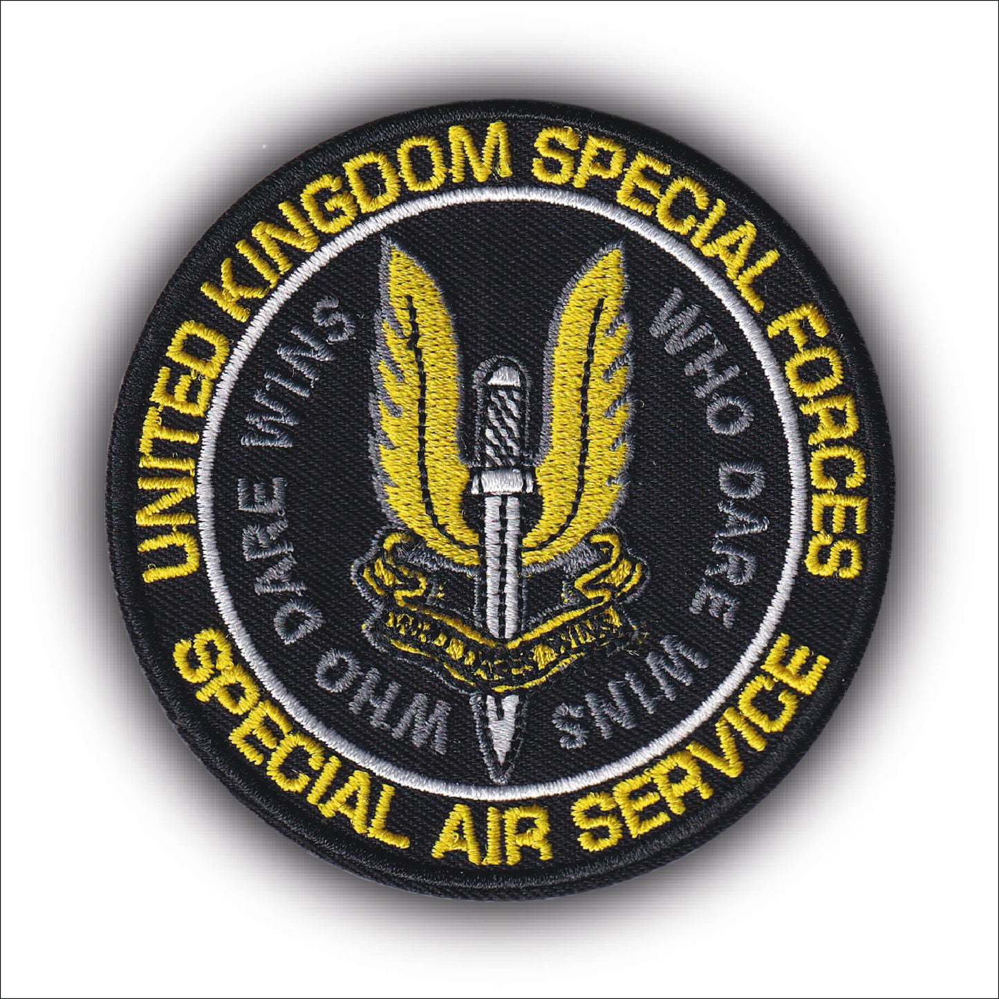 MAXIMUMPATCHES - Ecusson Patch Brodé Thermocollant - Diamètre 8 cm - Sas Forces Spéciales Commandos Royaume Uni Angleterre Armée Militaire Who dare wins