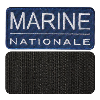 MAXIMUMPATCHES - Dim: 10 cm x 4,7 cm - Ecusson Patch Brodé Avec Scratch Cousu Au Dos + Carré Scratch a Coudre, Face Opposé Offerte/Marine Nationale Armée Mer Militaire