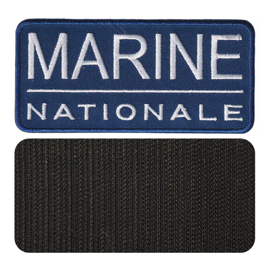 MAXIMUMPATCHES - Dim: 10 cm x 4,7 cm - Ecusson Patch Brodé Avec Scratch Cousu Au Dos + Carré Scratch a Coudre, Face Opposé Offerte/Marine Nationale Armée Mer Militaire