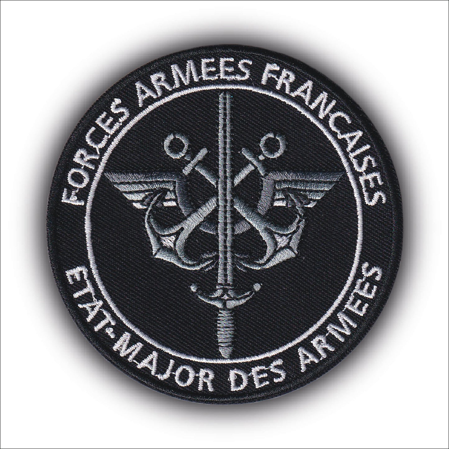 MAXIMUMPATCHES - Ecusson Patch Brodé Thermocollant - Diamètre 8 cm - État Major Des Forces Armées Francaises France Militaire Airsoft Collection Cosplay