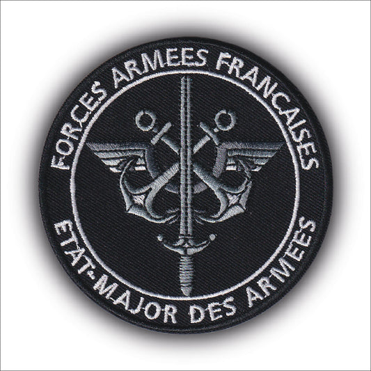 MAXIMUMPATCHES - Ecusson Patch Brodé Thermocollant - Diamètre 8 cm - État Major Des Forces Armées Francaises France Militaire Airsoft Collection Cosplay