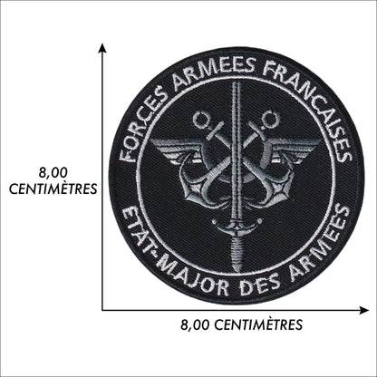 MAXIMUMPATCHES - Ecusson Patch Brodé Thermocollant - Diamètre 8 cm - État Major Des Forces Armées Francaises France Militaire Airsoft Collection Cosplay