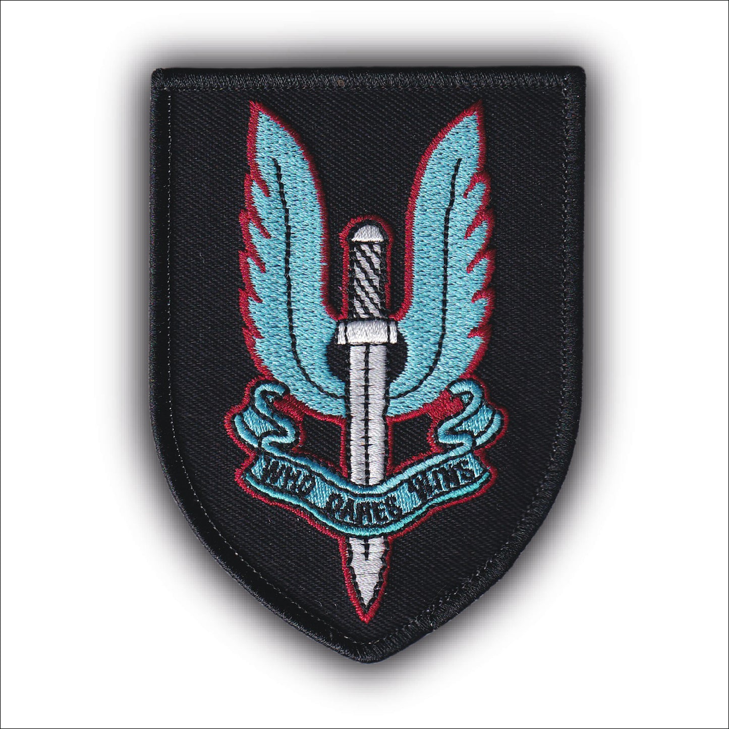 MAXIMUMPATCHES - Ecusson Patch Brodé Thermocollant - Dim: 9 cm x 6,6 cm - Militaire Sas Who dare wins Royaume uni Britannique Force Spéciale Armée Cosplay Airsoft