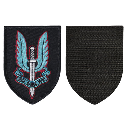 MAXIMUMPATCHES - Dim: 9 cm x 6,6 cm - Ecusson Patch Brodé Avec Scratch Cousu Au Dos + Carré Scratch a Coudre, Face Opposé Offerte/Sas Who Dare Wins Uk Royaume Uni Militaire