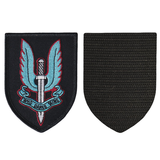 MAXIMUMPATCHES - Dim: 9 cm x 6,6 cm - Ecusson Patch Brodé Avec Scratch Cousu Au Dos + Carré Scratch a Coudre, Face Opposé Offerte/Sas Who Dare Wins Uk Royaume Uni Militaire