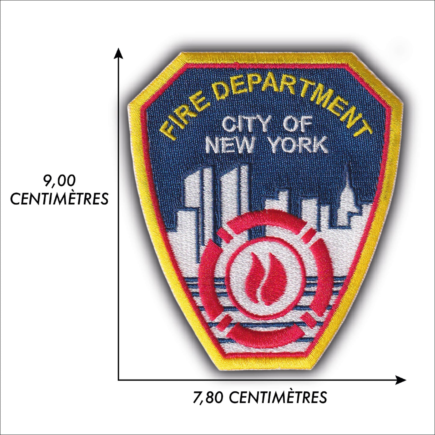MAXIMUMPATCHES - Ecusson Patch Brodé Thermocollant - Dim: 9 cm x 7,8 cm - Pompiers New York Fire department Militaire Collection Cosplay
