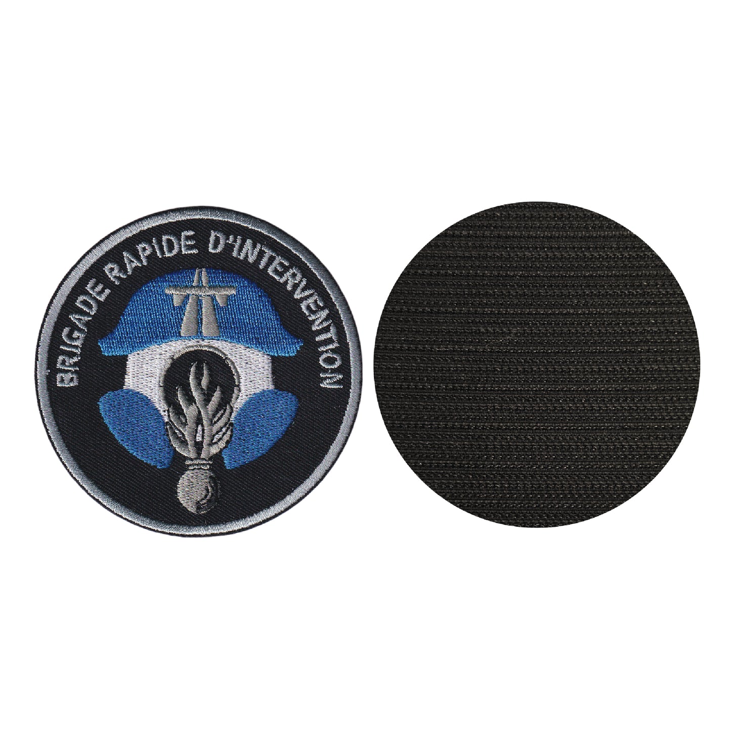 MAXIMUMPATCHES - Diamètre: 8 cm - Ecusson Patch Brodé Avec Scratch Cousu Au Dos + Carré Scratch a Coudre, Face Opposé Offerte/ Gendarme Gendarmerie Brigade Intervention Armée Militaire Cosplay Déguisement Airsoft