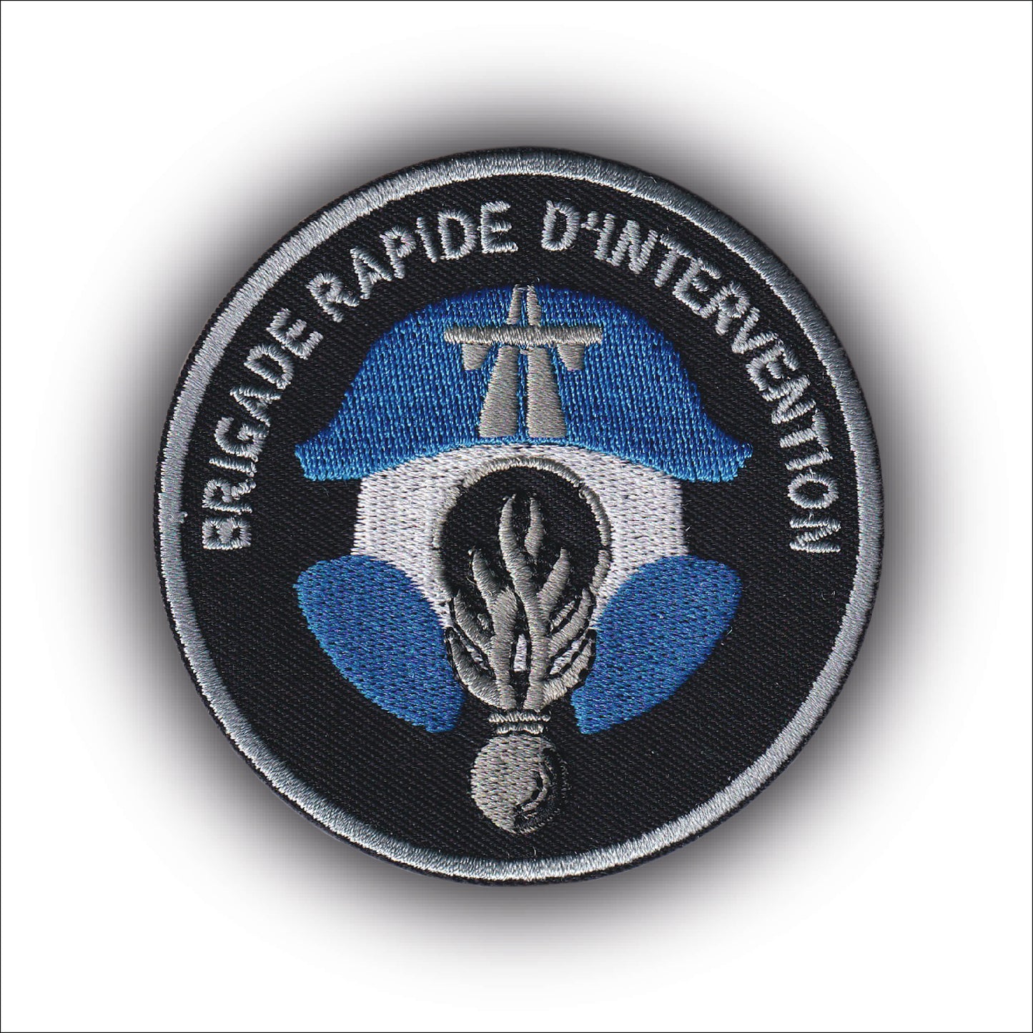 MAXIMUMPATCHES - Ecusson Patch Brodé Thermocollant - Diamètre 8 cm - Gendarme Gendarmerie Brigade Intervention Armée Militaire Cosplay Déguisement Airsoft