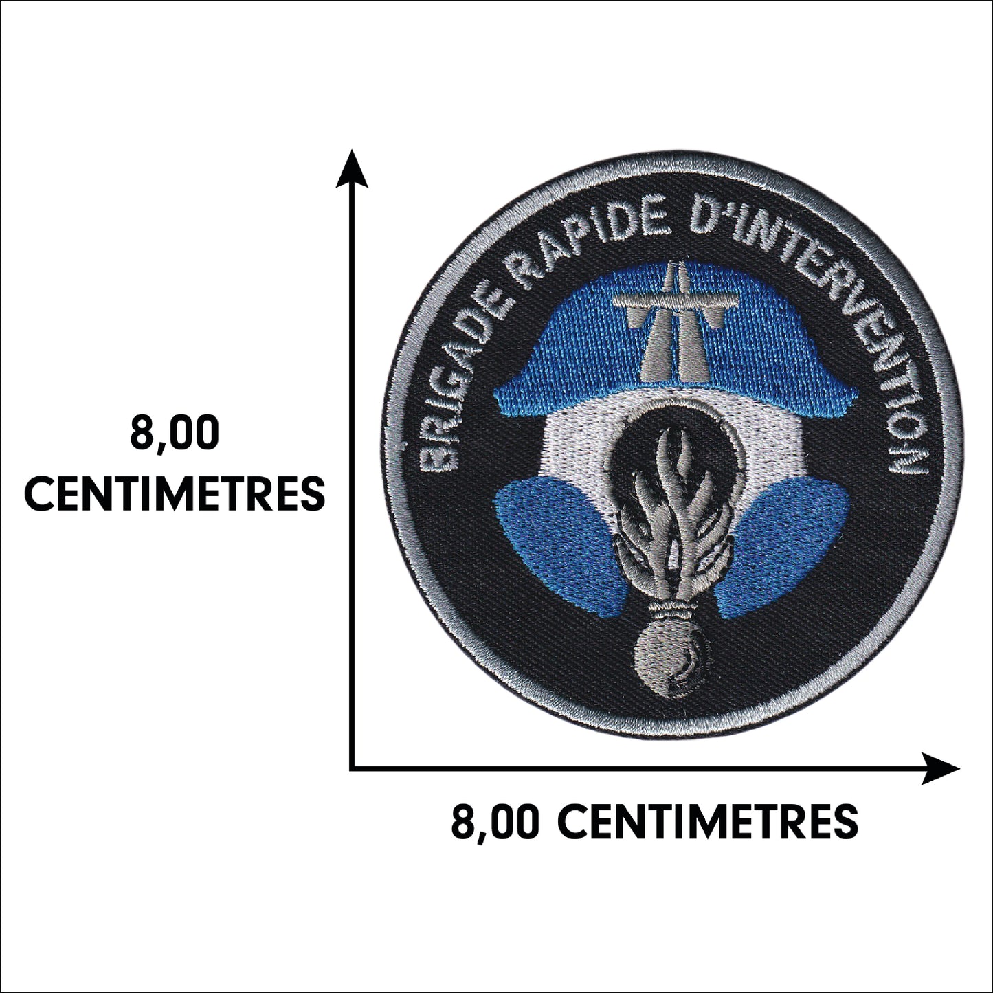 MAXIMUMPATCHES - Ecusson Patch Brodé Thermocollant - Diamètre 8 cm - Gendarme Gendarmerie Brigade Intervention Armée Militaire Cosplay Déguisement Airsoft