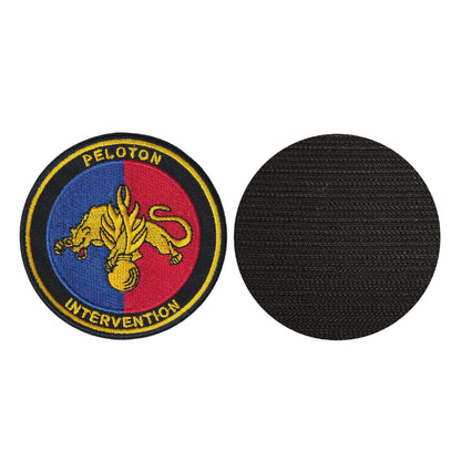 MAXIMUMPATCHES - Diamètre: 8 cm - Ecusson Patch Brodé Avec Scratch Cousu Au Dos + Carré Scratch a Coudre, Face Opposé Offerte/ Gendarme Gendarmerie Peloton Intervention Armée Militaire Cosplay Déguisement Airsoft