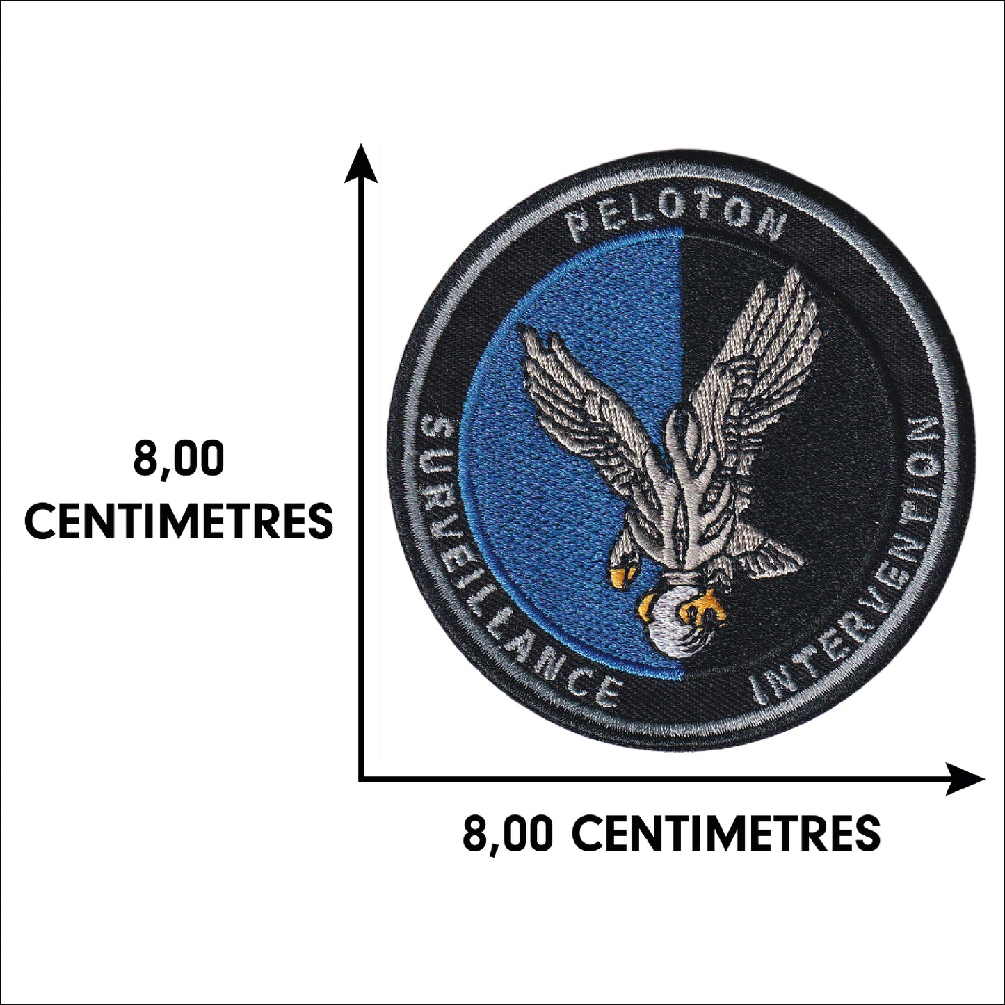 MAXIMUMPATCHES - Ecusson Patch Brodé Thermocollant - Diamètre 8 cm - Gendarme Gendarmerie Peloton surveillance Intervention Armée Militaire Cosplay Déguisement Airsoft