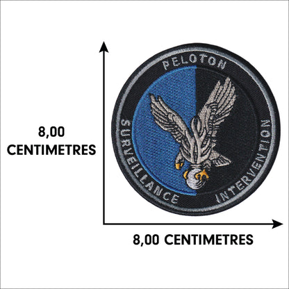 MAXIMUMPATCHES - Ecusson Patch Brodé Thermocollant - Diamètre 8 cm - Gendarme Gendarmerie Peloton surveillance Intervention Armée Militaire Cosplay Déguisement Airsoft