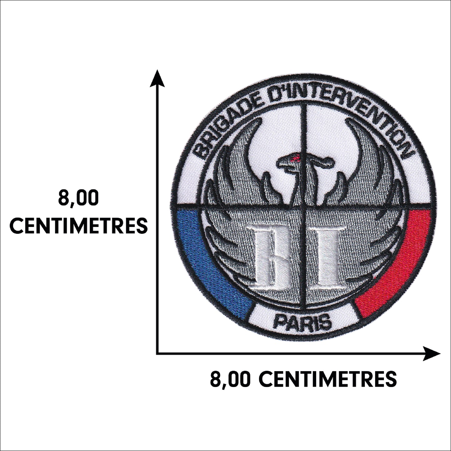 MAXIMUMPATCHES - Ecusson Patch Brodé Thermocollant - Diamètre 8 cm - Police Paris Brigade Intervention Armée Militaire Cosplay Déguisement Airsoft