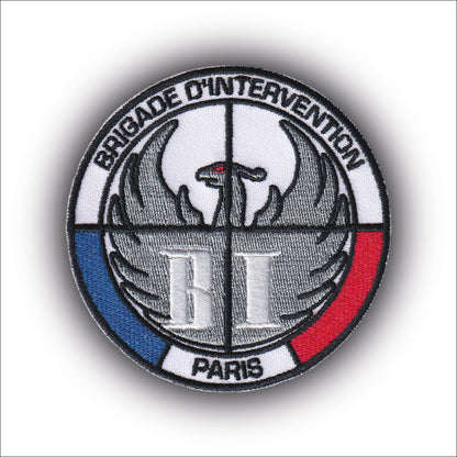 MAXIMUMPATCHES - Ecusson Patch Brodé Thermocollant - Diamètre 8 cm - Police Paris Brigade Intervention Armée Militaire Cosplay Déguisement Airsoft