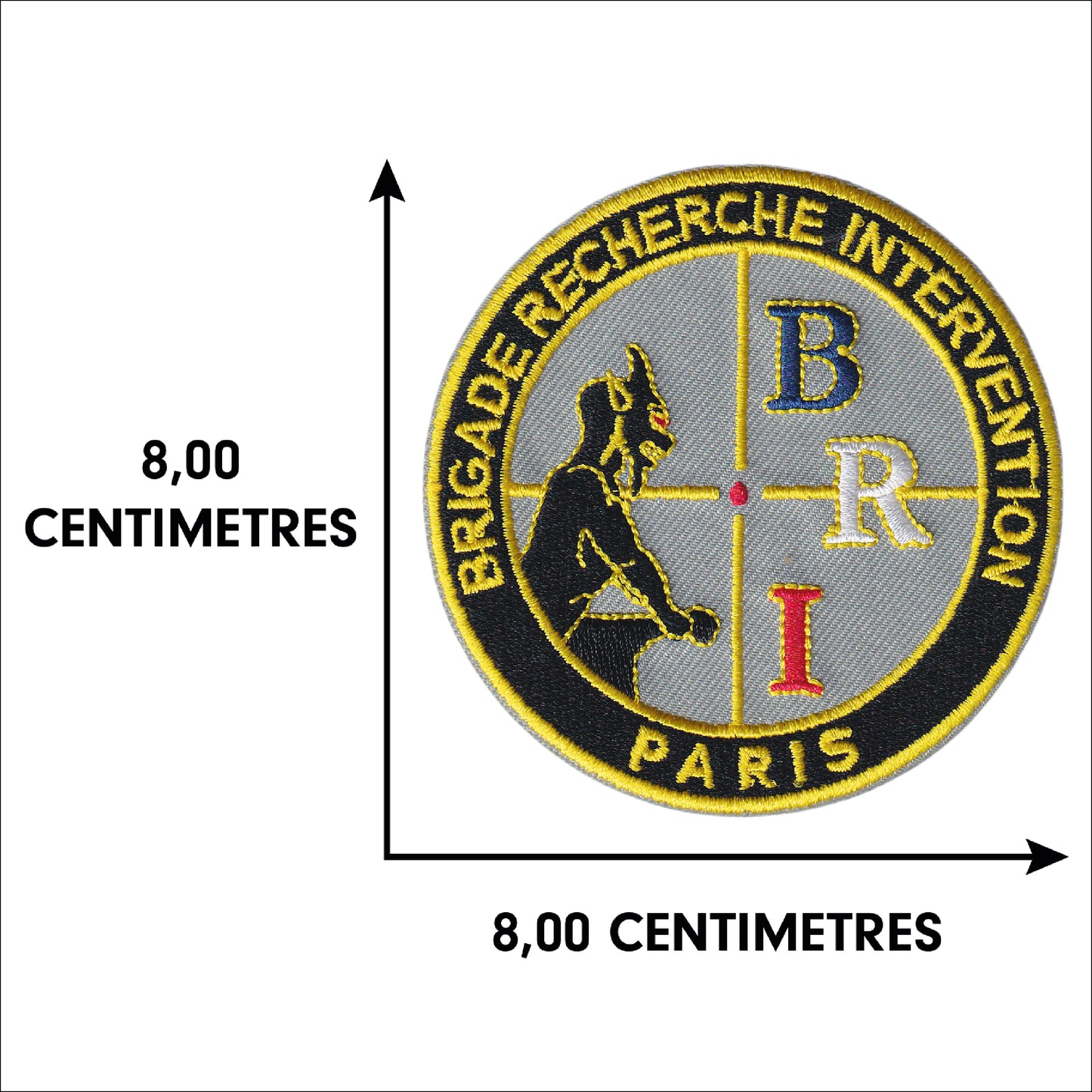MAXIMUMPATCHES - Ecusson Patch Brodé Thermocollant - Diamètre 8 cm - Police Paris Brigade Intervention Armée Militaire Cosplay Déguisement Airsoft