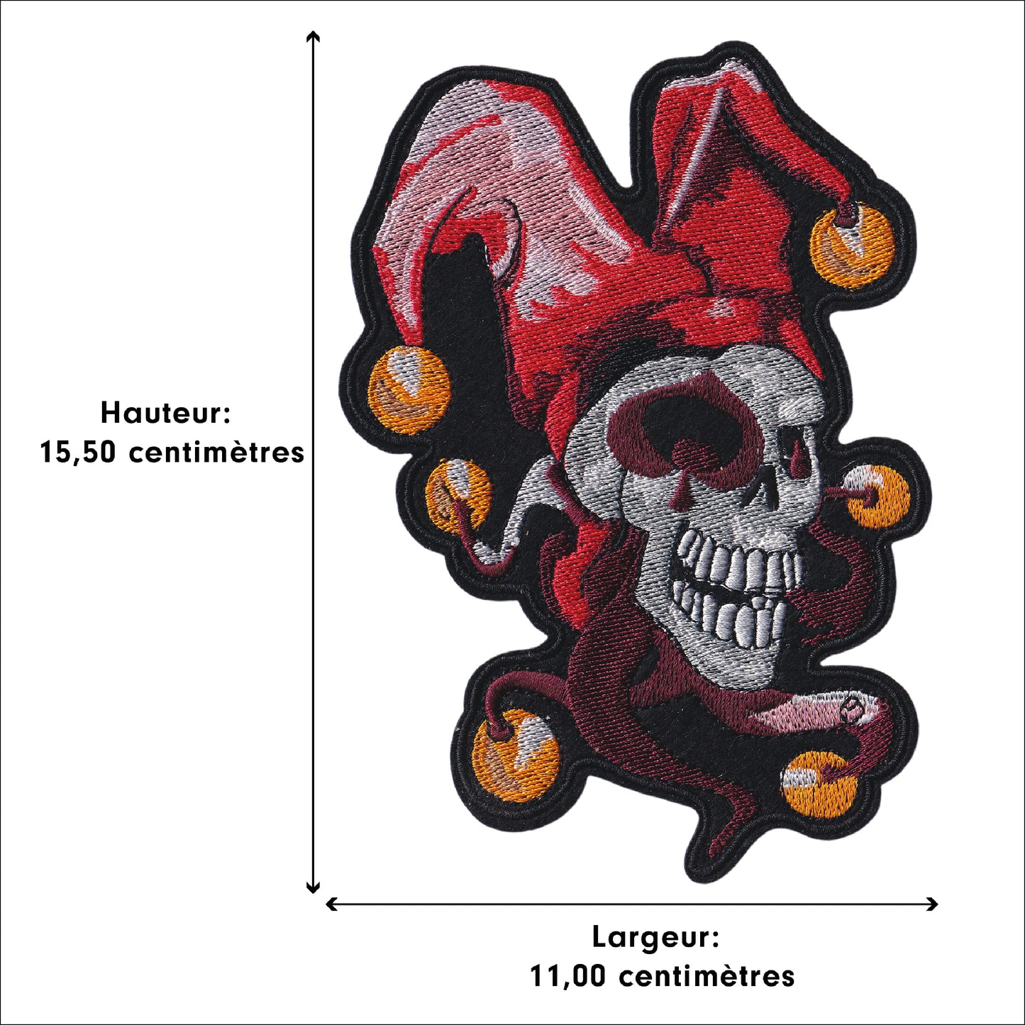 MAXIMUMPATCHES - Ecusson Patch Brodé Thermocollant - Dimension: 15,5 cm x 11 cm - Joker Biker Motard Country Skull Crane Gothique Métal Hot Rod Rock Punk Usa