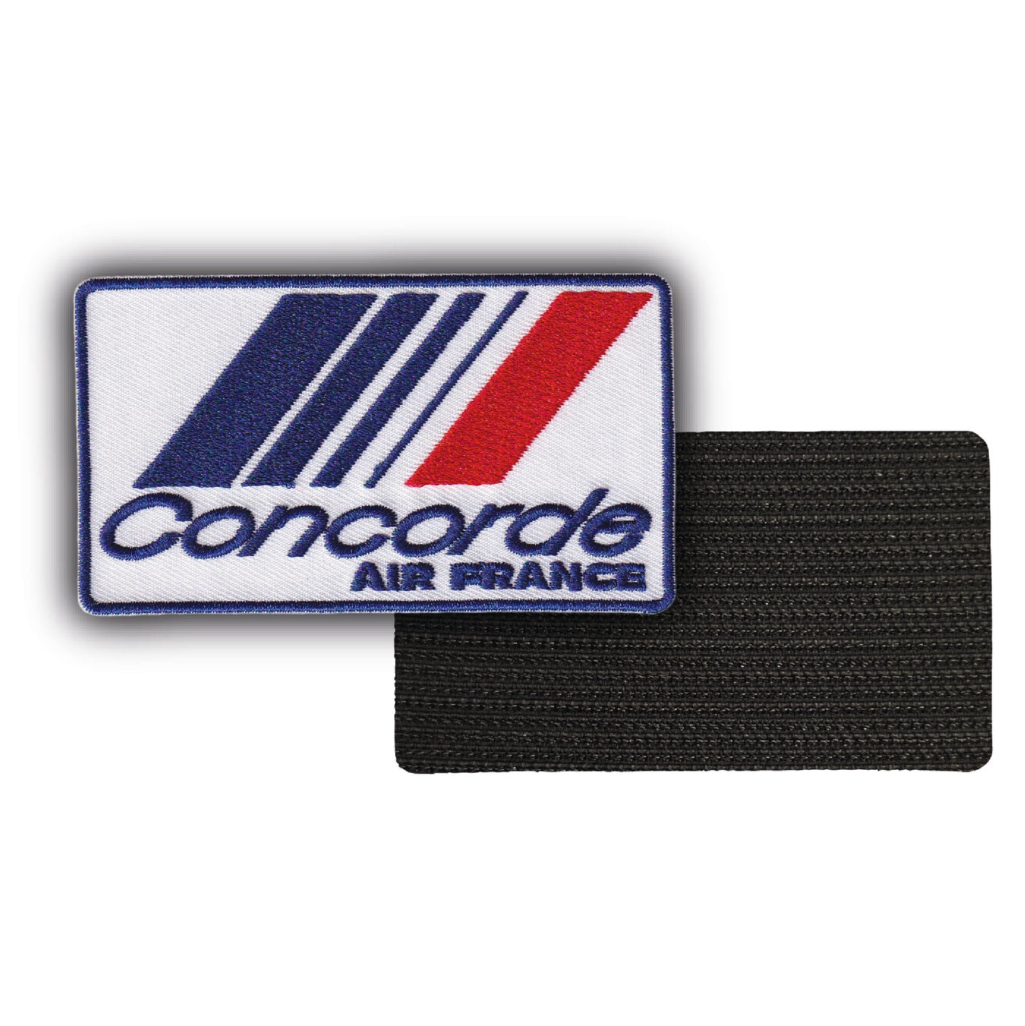 MAXIMUMPATCHES - Dim: 9 cm x 5 cm - Ecusson Patch Brodé Avec Scratch Cousu Au Dos + Carré Scratch a Coudre, Face Opposé Offerte/ Avion Supersonique France Concorde Collection Cosplay Pilote Combinaison