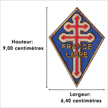 MAXIMUMPATCHES - Ecusson Patch Brodé Thermocollant - Dimension: 9 cm x 6,4 cm - France Libre Charles de Gaulle Résistance Guerre Militaire 2 eme Mondiale