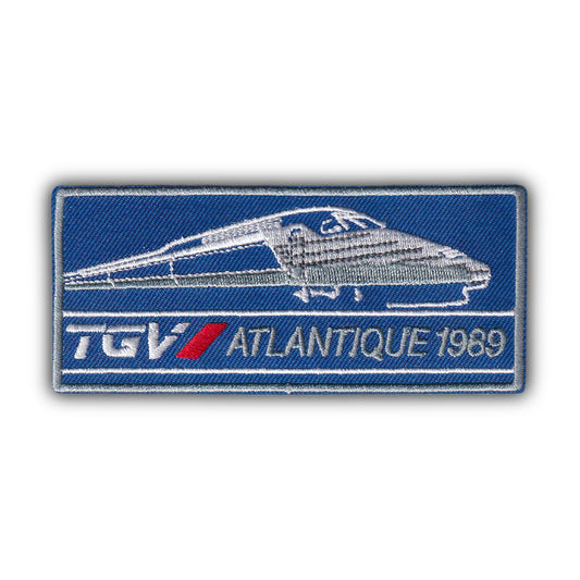 MAXIMUMPATCHES - Ecusson Thermocollant Brodé - 10 cm x 4,3 cm - Patch Tgv Atlantique Collection Vintage France Sncf