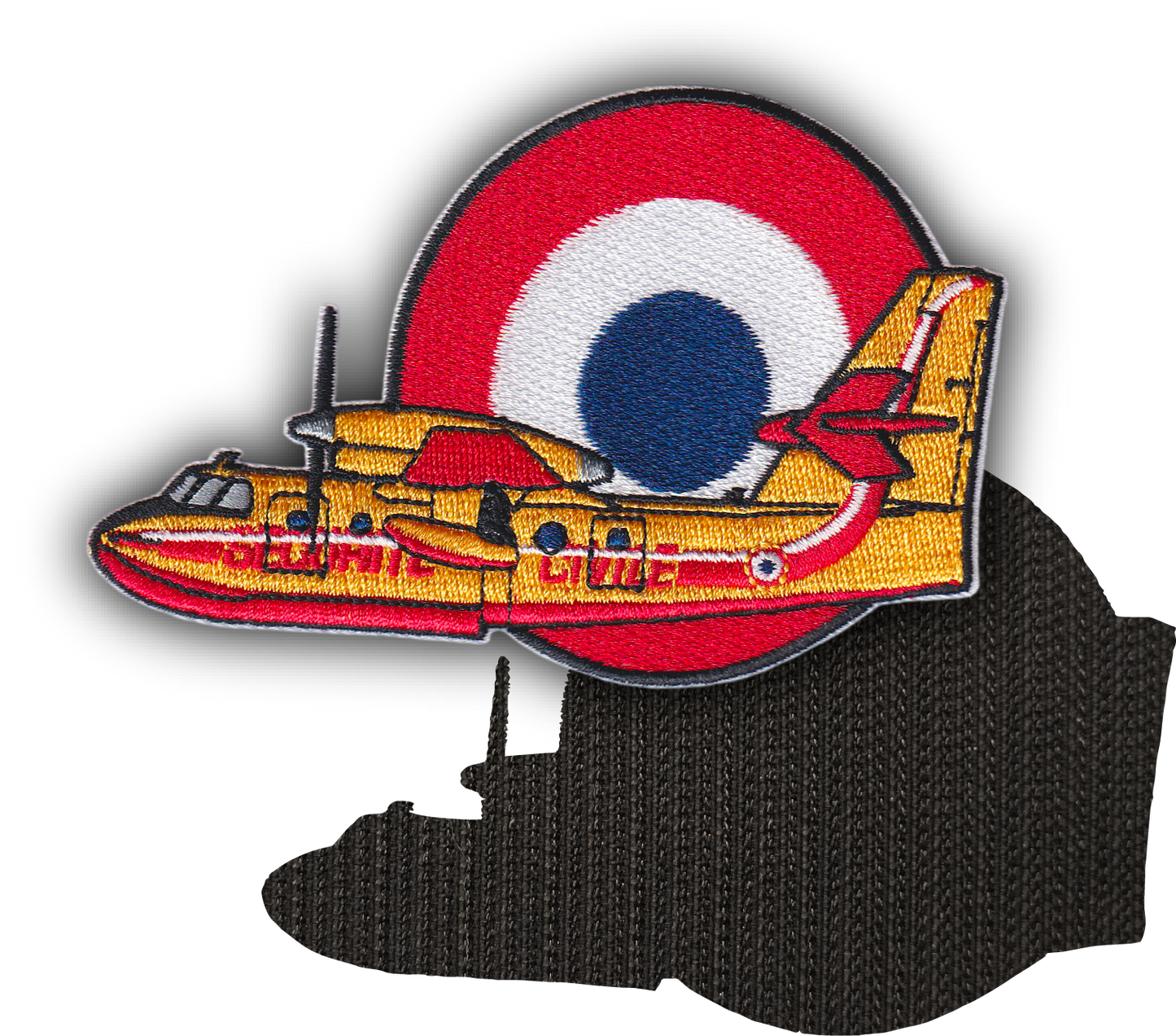 MAXIMUMPATCHES - 9,8 cm x 6,5 cm - Ecusson Patch Brodé Avec Scratch Cousu Au Dos + Carré Scratch A Coudre, Face Opposé Offerte, Canadair Avion Sécurité Civile