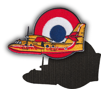 MAXIMUMPATCHES - 9,8 cm x 6,5 cm - Ecusson Patch Brodé Avec Scratch Cousu Au Dos + Carré Scratch A Coudre, Face Opposé Offerte, Canadair Avion Sécurité Civile