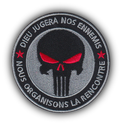 MAXIMUMPATCHES - Ecusson Thermocollant Brodé - Diamètre 8 cm - Patch Punisher Dieu Jugera Nos Ennemis