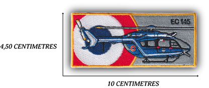 MAXIMUMPATCHES - 10 cm x 4,50 cm - Ecusson Patch Brodé Avec Scratch Cousu Au Dos + Carré Scratch A Coudre, Face Opposé Offerte, Hélicoptère Eurocoptère EC145 Gendarmerie Nationale Armée Militaire Collection