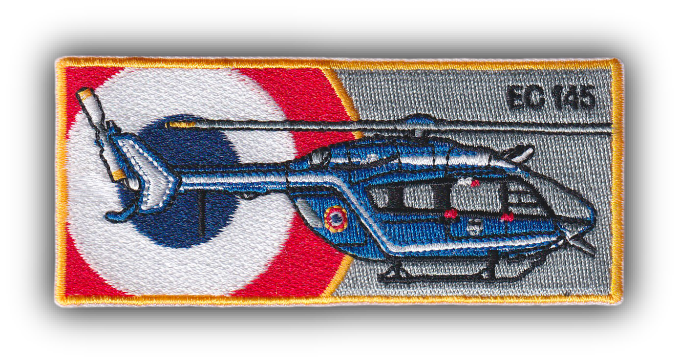 MAXIMUMPATCHES - Ecusson Thermocollant Brodé - 10 cm x 4,5 cm - Patch Hélicoptère Eurocoptère Ec145 Gendarmerie Nationale