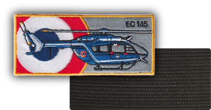 MAXIMUMPATCHES - 10 cm x 4,50 cm - Ecusson Patch Brodé Avec Scratch Cousu Au Dos + Carré Scratch A Coudre, Face Opposé Offerte, Hélicoptère Eurocoptère EC145 Gendarmerie Nationale Armée Militaire Collection