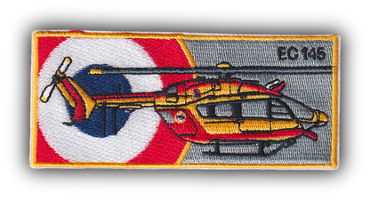 MAXIMUMPATCHES - Ecusson Thermocollant Brodé - 10 cm x 4,50 cm - Patch Hélicoptère Eurocoptère Sécurité Civile Ec145