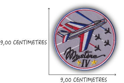 MAXIMUMPATCHES - Diamètre 9 cm - Ecusson Patch Brodé Avec Scratch Cousu Au Dos + Carré Scratch A Coudre, Face Opposé Offerte, Avion Aviation Dassault Mirage Rafale Armée de l'air Mystère 4 IV