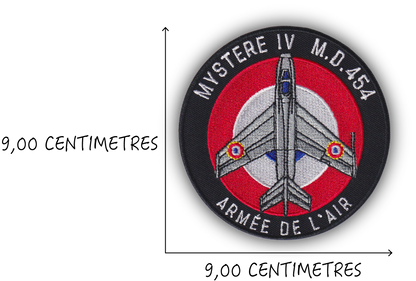 MAXIMUMPATCHES - Diamètre 9 cm - Ecusson Patch Brodé Avec Scratch Cousu Au Dos + Carré Scratch A Coudre, Face Opposé Offerte, Avion Aviation Dassault Mirage Rafale Armée de l'air Mystère 4 IV (Copie)